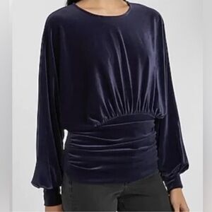 Express Elegant Navy Velvet Women's Top size M